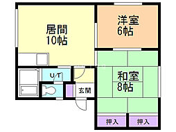 ハイツ共栄2 2LDKの間取図画像