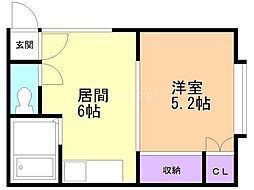 メモリアル・ハイツ 1DKの間取図画像