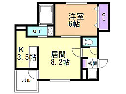 グレンツェントディーア 1LDKの間取図画像