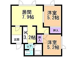 ファミーユ 2LDKの間取図画像