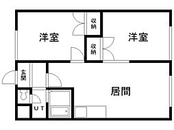 桑興ハイツC 2LDKの間取図画像
