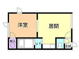 グリーンハイツ文苑 1DKの間取図画像