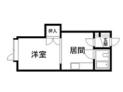 ラ・シエル芦野 1DKの間取図画像