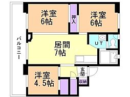 ビレッジハウス美原1号棟 2LDKの間取図画像