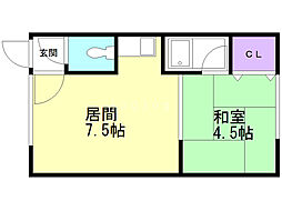 ハッピーハイツ 1DKの間取図画像