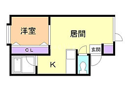 パンプキン3 1DKの間取図画像