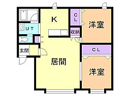ハイツサングリタ 2LDKの間取図画像