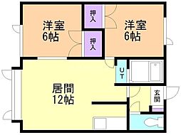 レジデンス山栄 2LDKの間取図画像