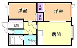 Aフラット芦野 2LDKの間取図画像