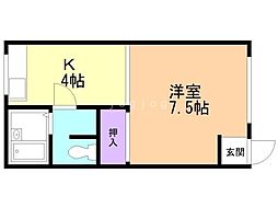 クインヒルズアネックス 1Kの間取図画像
