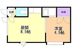 シャルム緑ケ岡 1DKの間取図画像