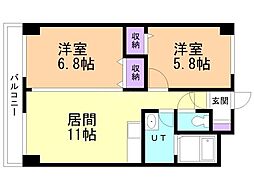 エレス若竹 2LDKの間取図画像