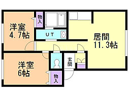 ラ・コリーナ 2LDKの間取図画像