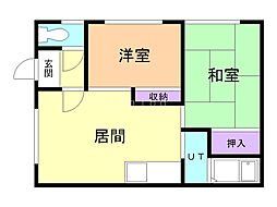 コアラハイツ 2DKの間取図画像