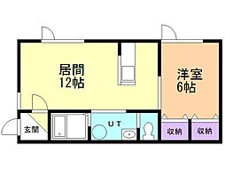 ワンダフル22 1LDKの間取図画像
