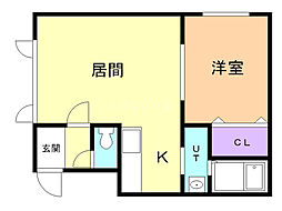 パルコート2 1LDKの間取図画像