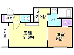 ペンディオリブロ 1LDKの間取図画像