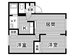 コーポブレーメンB館 2LDKの間取図画像