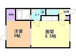 ラパンエフエム 1DKの間取図画像