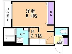 オーバル白金 1Kの間取図画像
