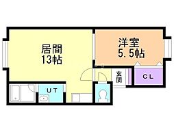 クレイトンハウスS 1LDKの間取図画像
