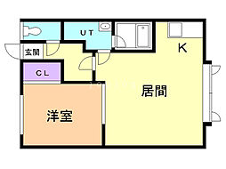 クレイトンハウス鳥取 1LDKの間取図画像