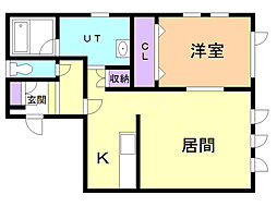 る・ぐらん鳥取北 1LDKの間取図画像
