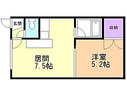ルミエール 1DKの間取図画像