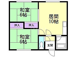 あきさとマンションA 2LDKの間取図画像