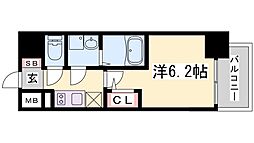 エスリード神戸グランドール 15階1Kの間取り