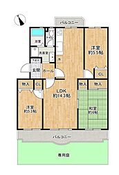 北習志野グリーンハイツ1号棟　1号棟 3LDKの間取り