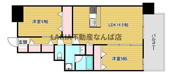 ラ　フェリーチェ難波 ｜大阪府大阪市中央区日本橋2丁目(賃貸マンション2LDK・2階・62.03㎡)の写真 その2