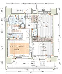 エステムコート南堀江2レアリス 2LDKの間取図画像