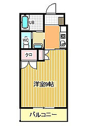 中島ハイツ 3階1Kの間取り