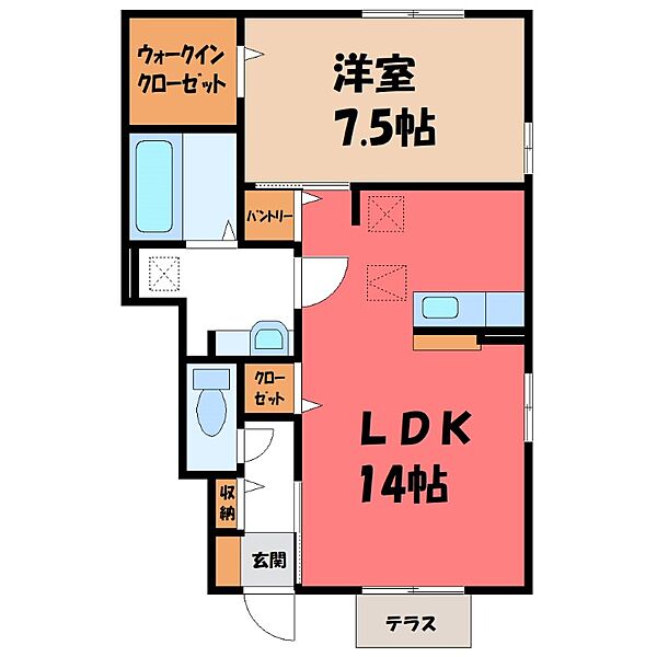 ブレシア カツラ II ｜群馬県伊勢崎市市場町2丁目(賃貸アパート1LDK・1階・51.15㎡)の写真 その2