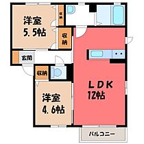 ハートレーベン A  ｜ 群馬県伊勢崎市宮子町（賃貸アパート2LDK・2階・50.66㎡） その2