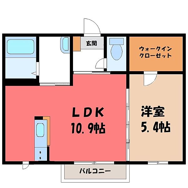 レヨンヴェール A ｜群馬県伊勢崎市堤下町(賃貸アパート1LDK・2階・40.48㎡)の写真 その2