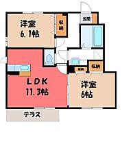 茨城県古河市諸川（賃貸アパート2LDK・1階・55.73㎡） その2