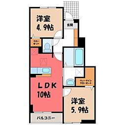フラン A 1階2LDKの間取り