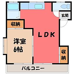 南ハイツ 2階1LDKの間取り