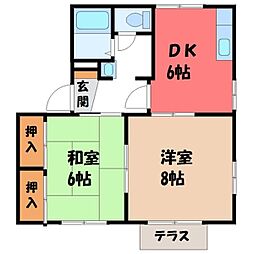 サンハイツS・A棟 2DKの間取図画像