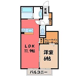 リヴェール乙女A 1LDKの間取図画像
