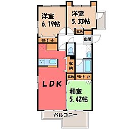 花水木の里B棟 3LDKの間取図画像