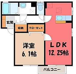 サンファーストB 1LDKの間取図画像