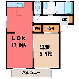 コスモパレス昴K 1LDKの間取図画像