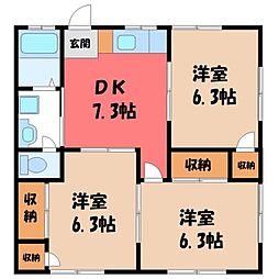 ヤマサンコーポ 3DKの間取図画像