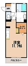 レセンテプライム ワンルームの間取図画像