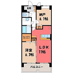 ペットマンションあかやま 2LDKの間取図画像