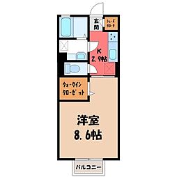 グローリアB 1Kの間取図画像