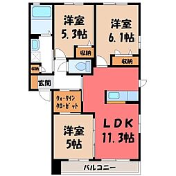 クレセオKOGA 3LDKの間取図画像
